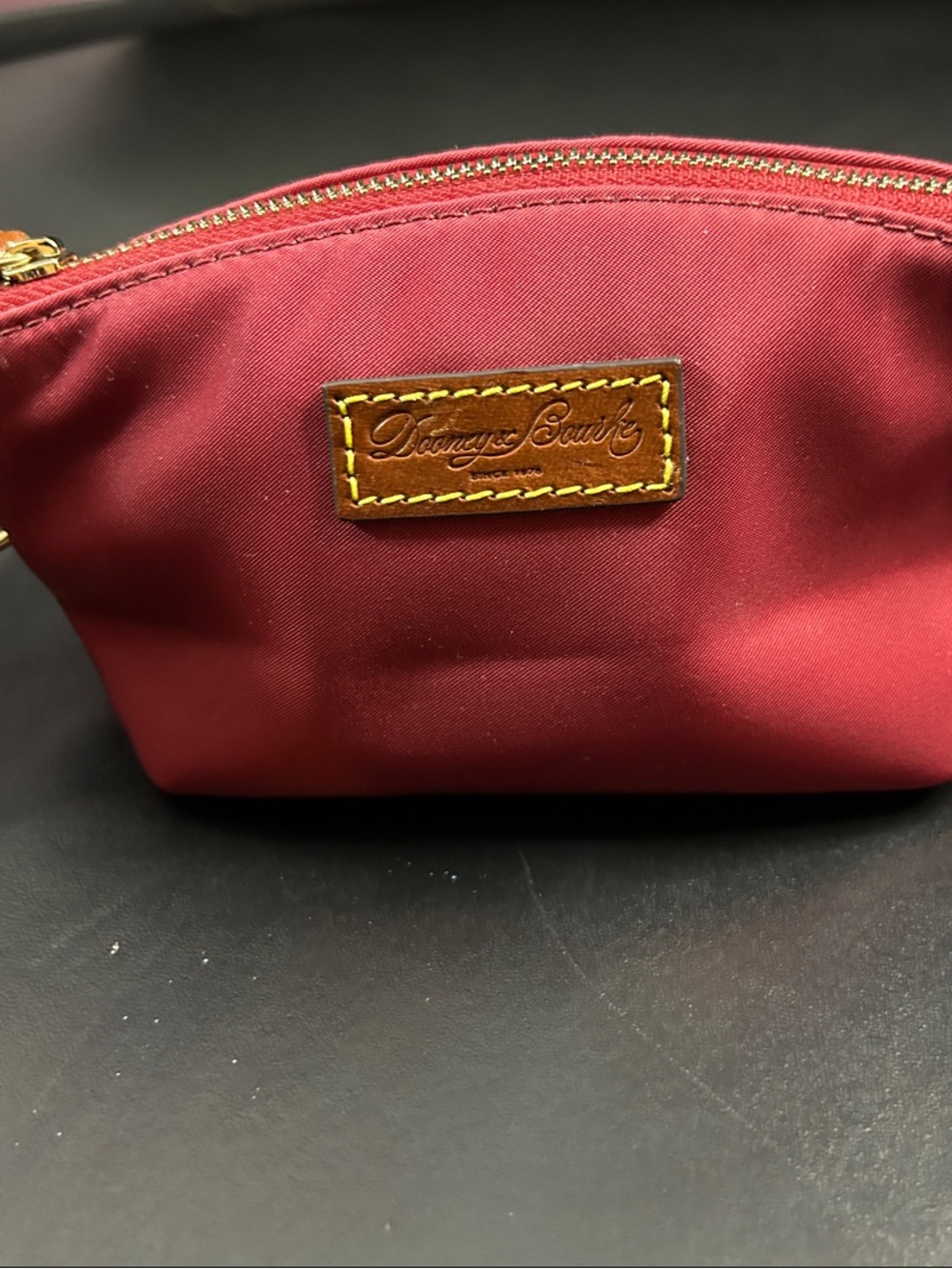 Dooney & Bourke Red Nylon Cosmetic Case with Leather Logo
